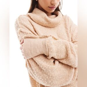 Free People Tommy Turtleneck Sweater in Toasted Almond